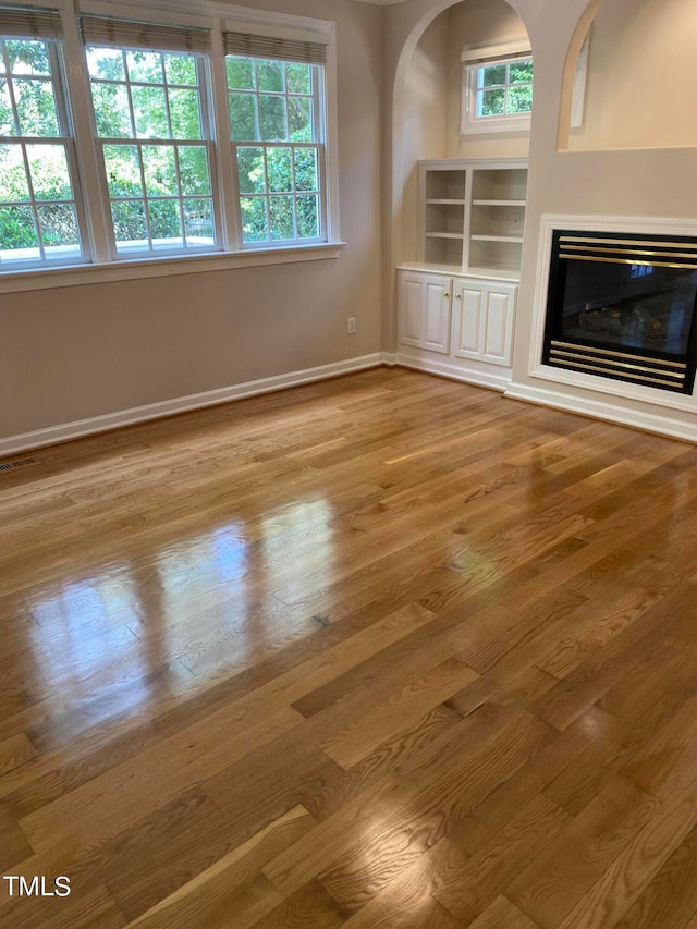 unfurnished living room featuring light hardwood / wood-style flooring