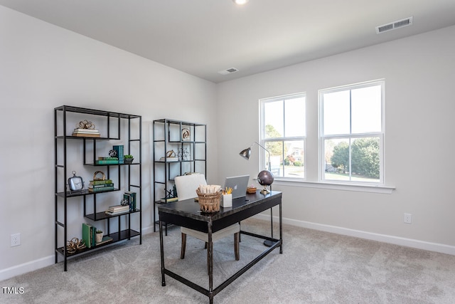 office space with light carpet