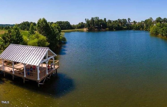 view of dock featuring a water view