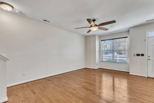 interior space featuring light hardwood / wood-style flooring and ceiling fan