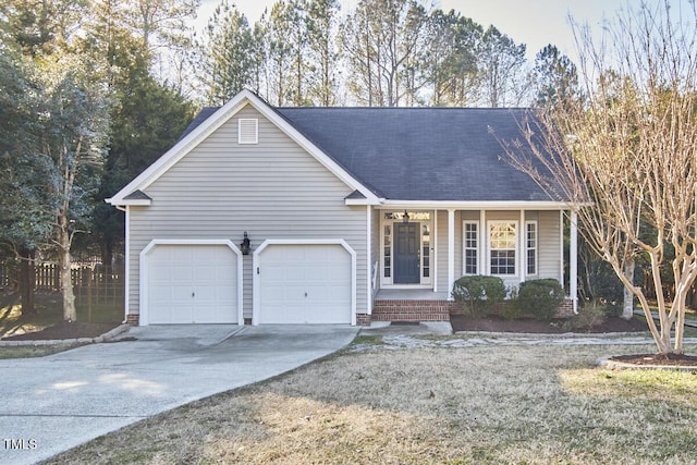 single story home with a garage