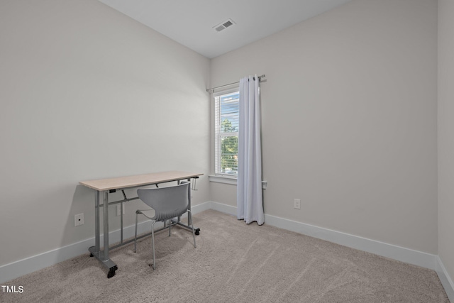 view of carpeted office space