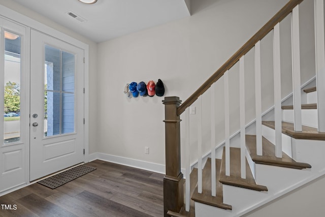 foyer featuring dark hardwood / wood-style floors