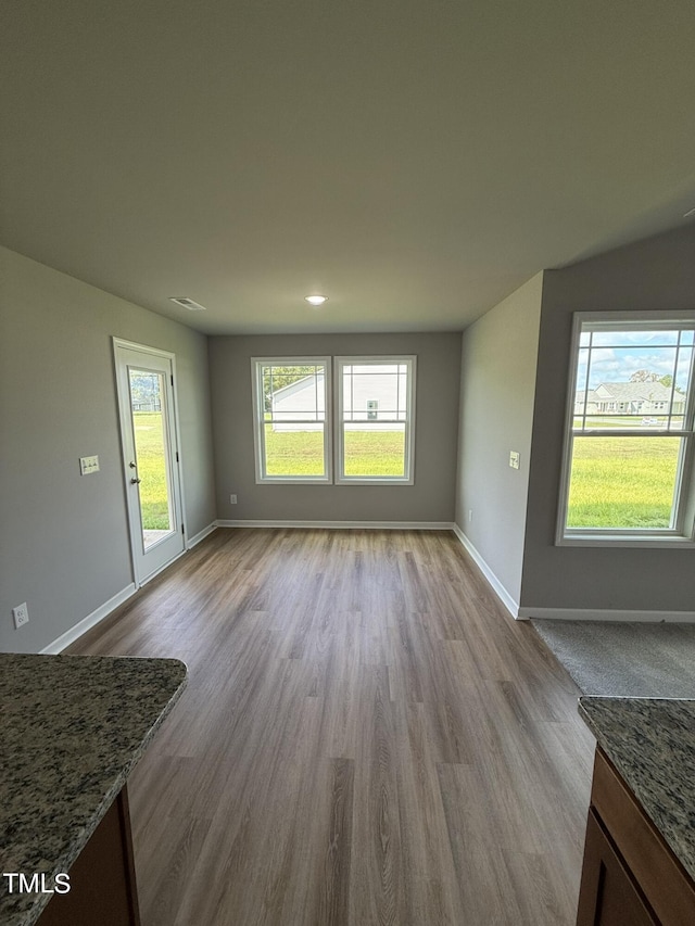 95 Grace Ridge Ct, Benson, NC 27504 - unfurnished living room featuring baseboards and wood finished floors