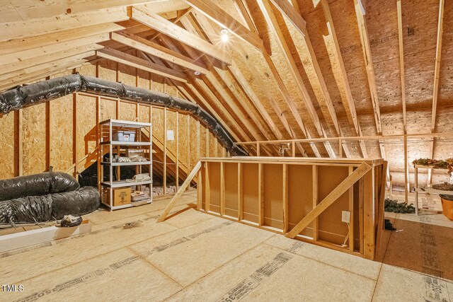 view of unfinished attic