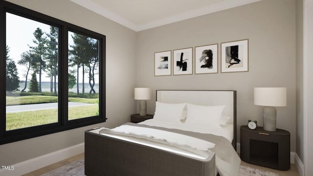 bedroom featuring ornamental molding