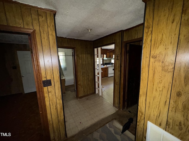 corridor with wooden walls