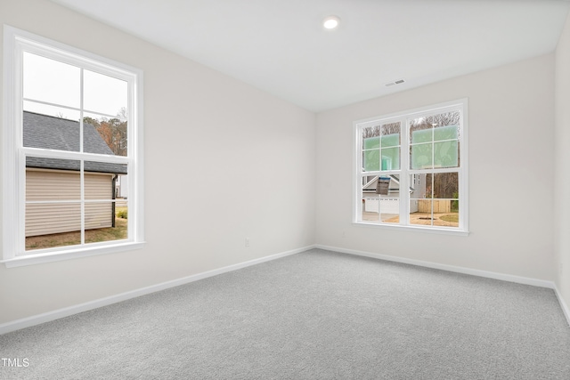 carpeted empty room featuring a healthy amount of sunlight