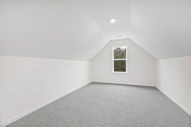 additional living space with carpet and vaulted ceiling