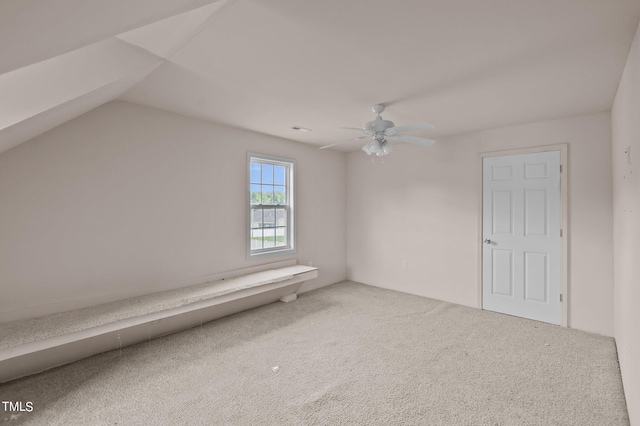 3806 Wyattwood Dr N, Wilson, NC 27896 - additional living space featuring carpet, visible vents, a ceiling fan, and lofted ceiling