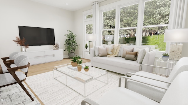 living room with hardwood / wood-style floors