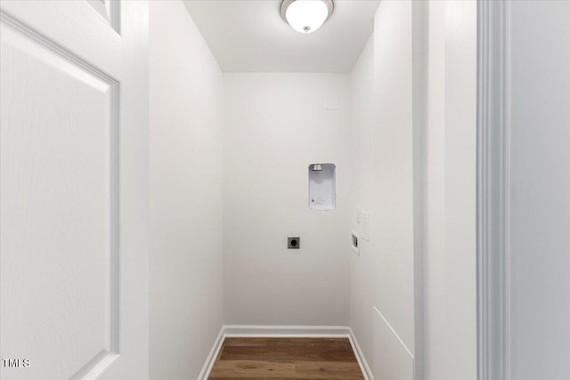 washroom featuring hardwood / wood-style flooring, hookup for a washing machine, and electric dryer hookup