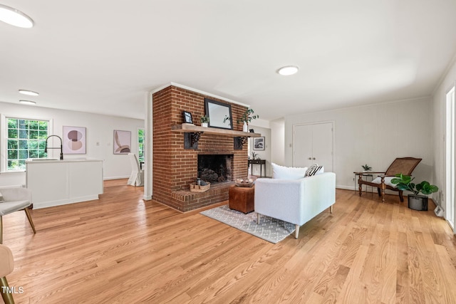 3006 Pump Station Ln, Durham, NC 27712 - living room featuring light wood-style flooring and a fireplace