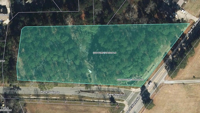 3006 Pump Station Ln, Durham, NC 27712 - aerial map of property and surrounding area featuring property parcel outlined