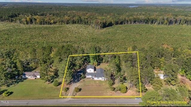 4193 Ji Oakes Rd, Bullock, NC 27507 - aerial overview of property's location with a heavily wooded area and property parcel outlined