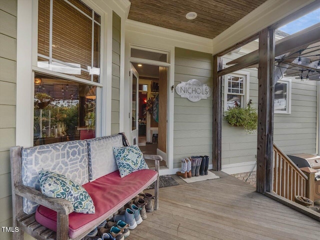 deck featuring covered porch