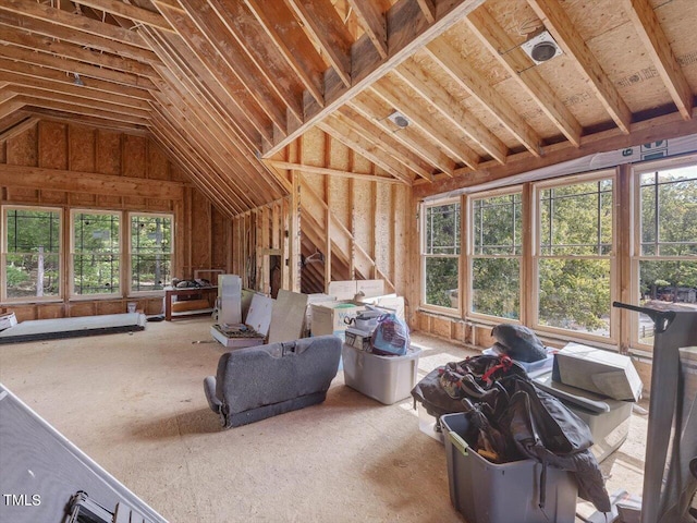 view of unfinished attic