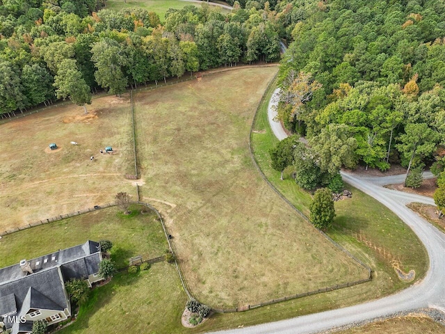 bird's eye view with a rural view