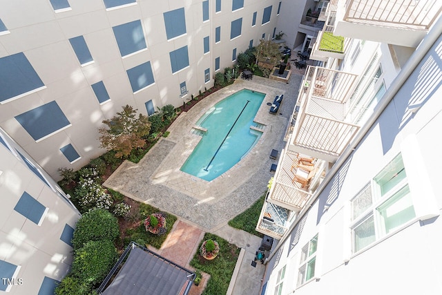 view of pool with a patio area