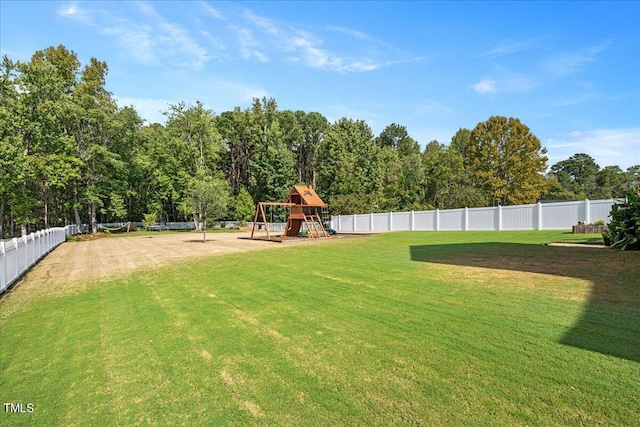 view of yard featuring a playground