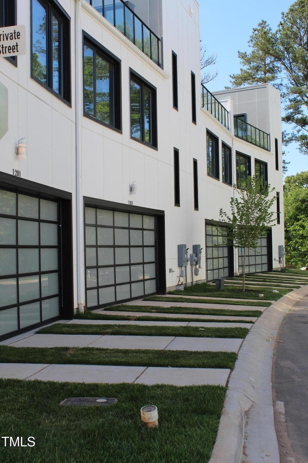 exterior space with a garage