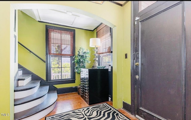 entrance foyer with hardwood / wood-style floors