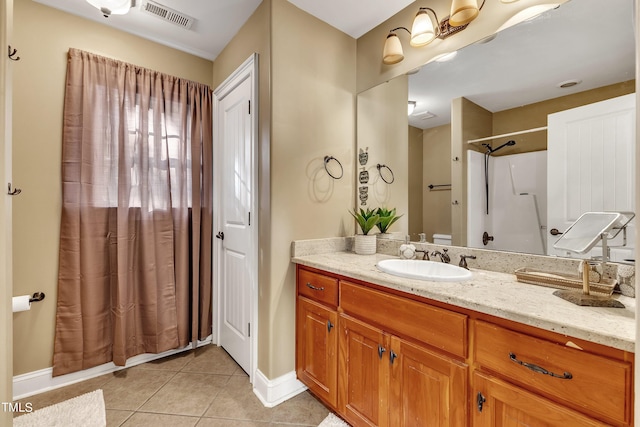 319 River Knoll Dr, Clayton, NC 27527 - full bathroom featuring visible vents, tile patterned floors, a shower with shower curtain, and baseboards