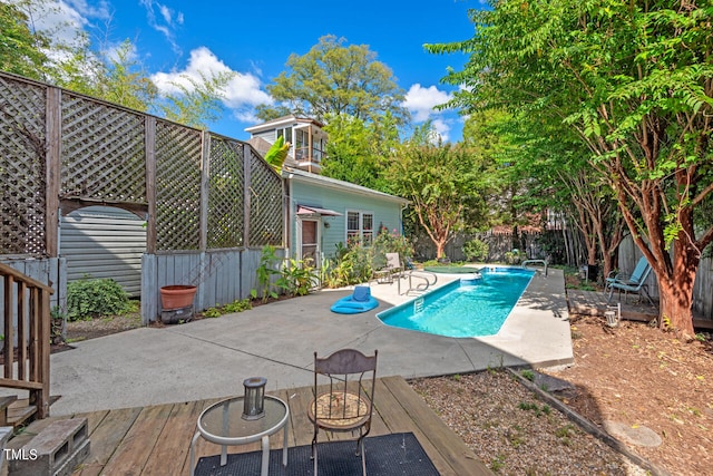 view of swimming pool with a patio