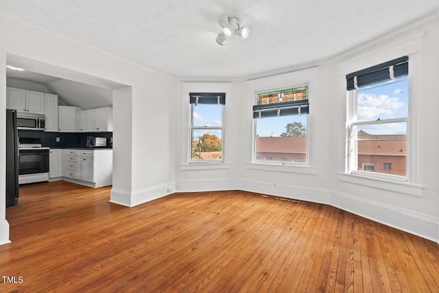 interior space with vaulted ceiling, a healthy amount of sunlight, and light hardwood / wood-style flooring