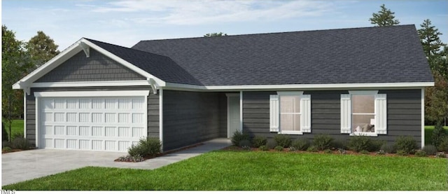 view of front of home with a garage and a front yard