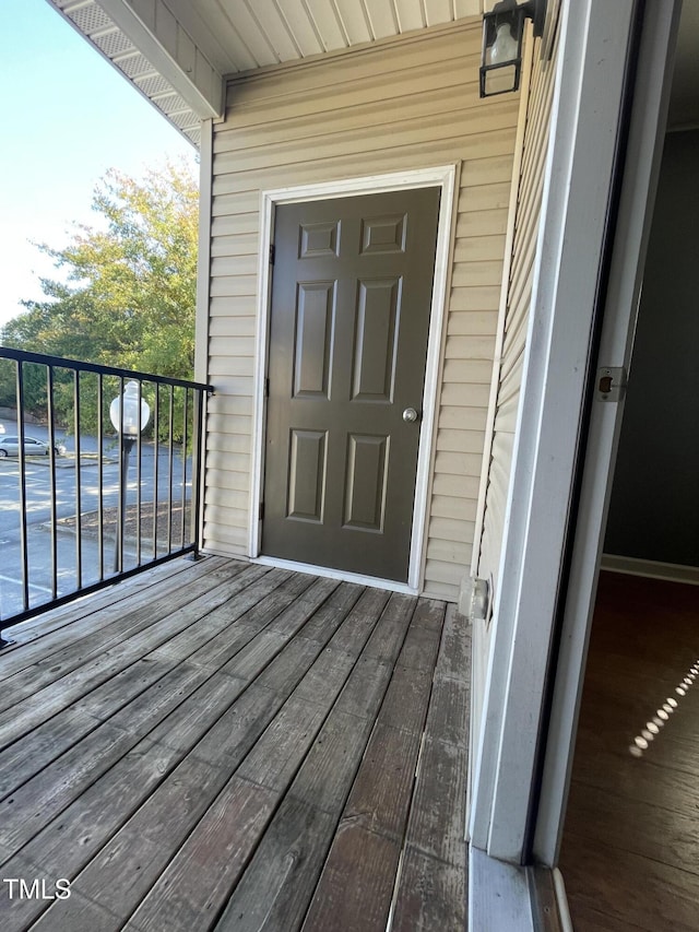 doorway to property with a balcony