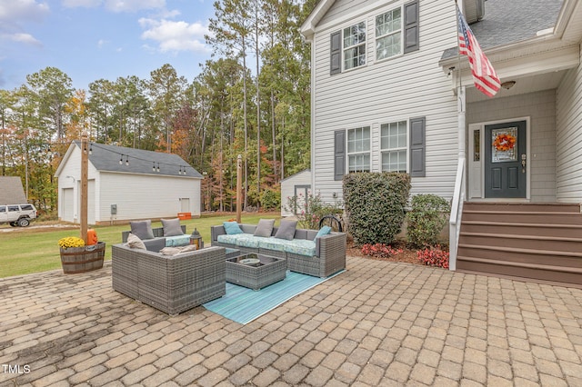 view of patio / terrace featuring an outdoor living space