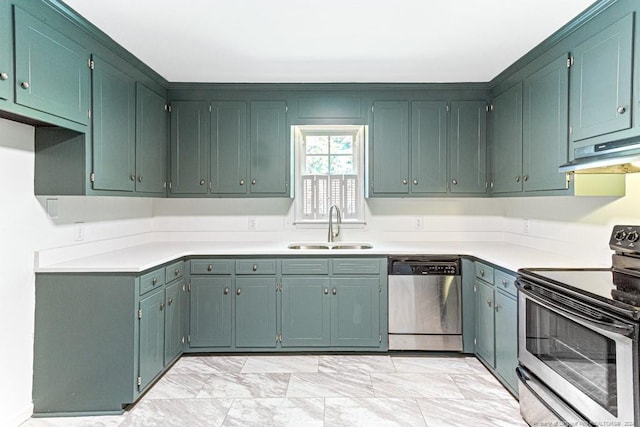 kitchen featuring stainless steel appliances and sink