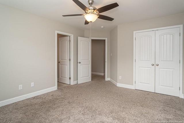 5737 Pooh Ave, Stedman, NC 28391 - unfurnished bedroom featuring a closet, carpet, baseboards, and ceiling fan