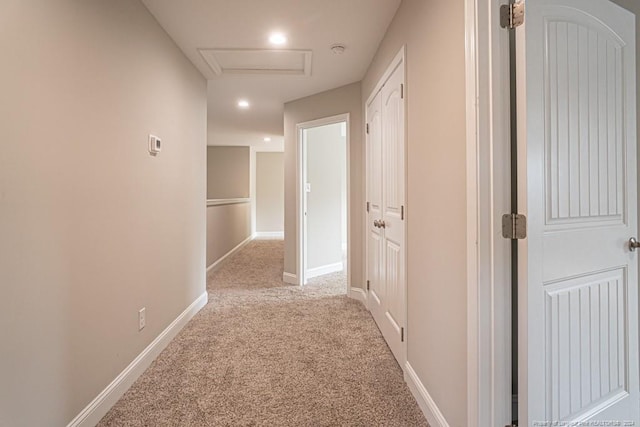 5737 Pooh Ave, Stedman, NC 28391 - hall with carpet flooring, attic access, and baseboards