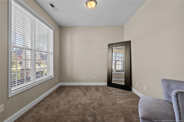 sitting room with carpet flooring and a wealth of natural light