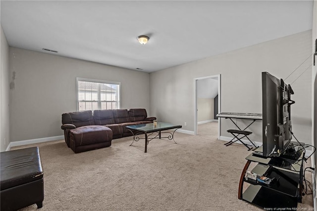 living room with light carpet