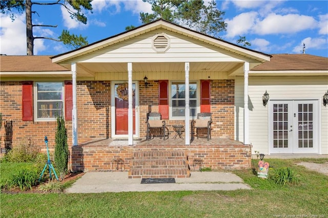 view of front facade with french doors