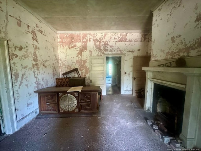 miscellaneous room with a fireplace