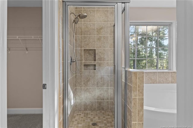 bathroom with plus walk in shower