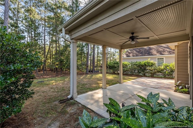 view of patio with ceiling fan