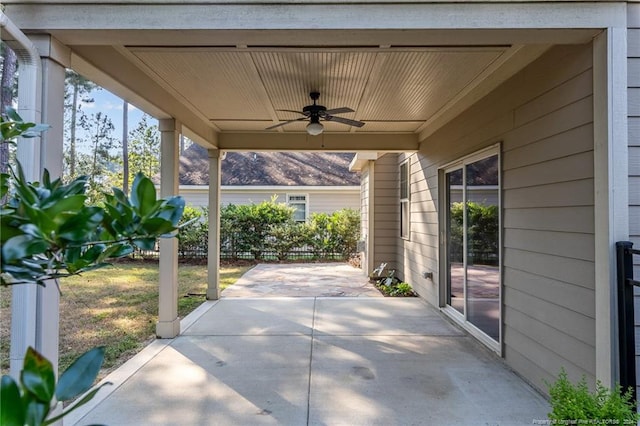 view of patio with ceiling fan