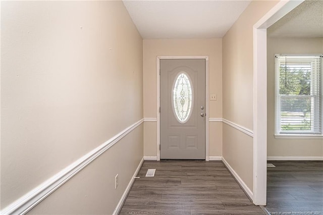 doorway to outside featuring dark hardwood / wood-style flooring