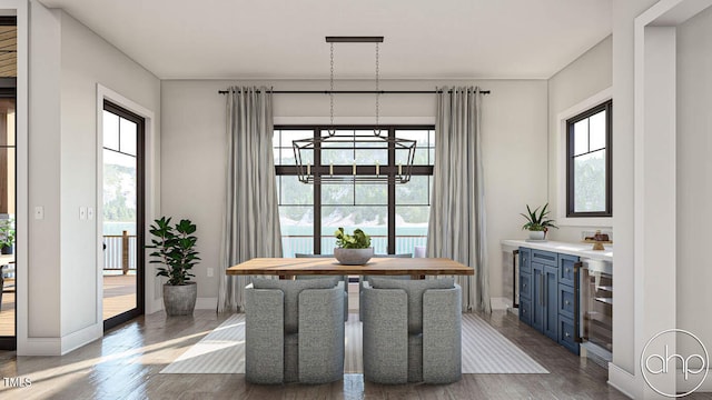 dining area featuring dark hardwood / wood-style floors