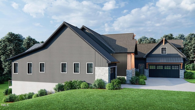 view of front facade featuring a garage and a front yard