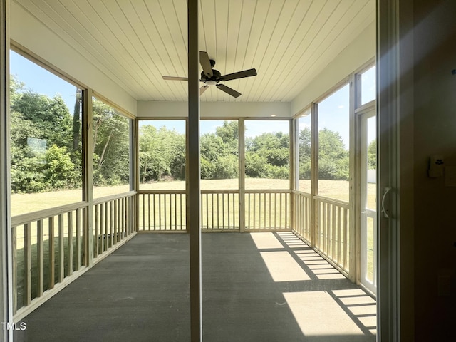 63 Lynn Crest Way, Four Oaks, NC 27524 - unfurnished sunroom with a ceiling fan and plenty of natural light