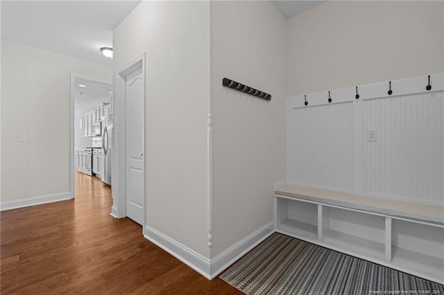 mudroom with hardwood / wood-style floors