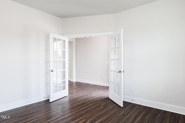 456 Barbour Farm Ln, Four Oaks, NC 27524 - empty room with french doors, dark wood-style flooring, and baseboards