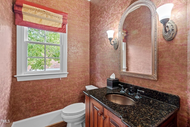 bathroom with toilet and vanity