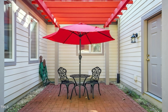 view of patio with a pergola